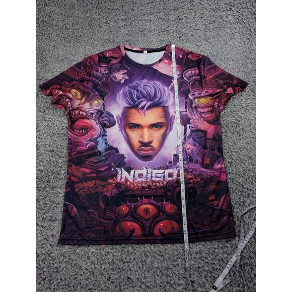 Chris Brown Shirt Adult Large Purple All Over Print Hip Hop Concert Indigo Tour - Picture 3 of 5